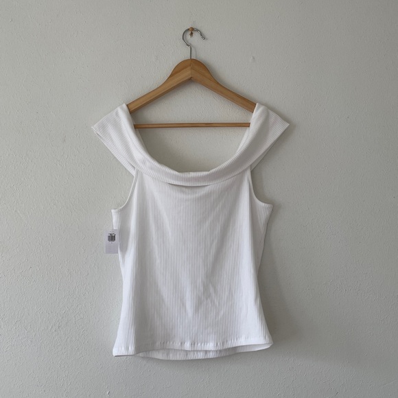 Old Navy Off Shoulder Ribbed Tee White - Picture 13 of 14